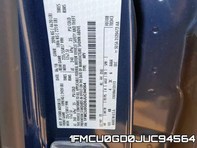 1FMCU0GD0JUC94564 фото 2