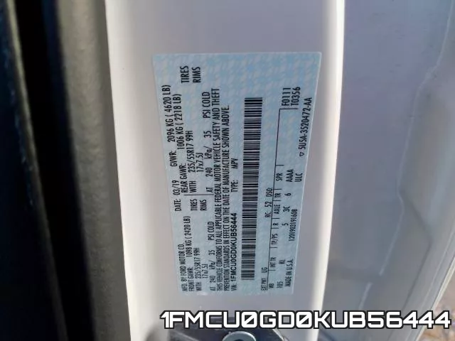 1FMCU0GD0KUB56444 фото 2