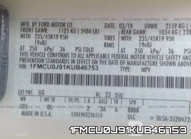 1FMCU0J91KUB46753 фото 10