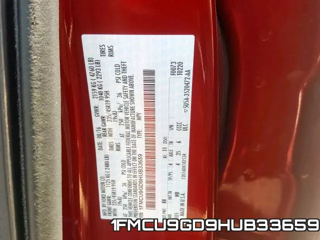 1FMCU9GD9HUB33659 фото 2