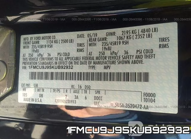 1FMCU9J95KUB92932 фото 10