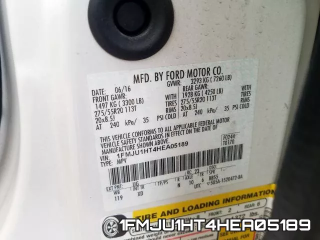 1FMJU1HT4HEA05189 фото 2