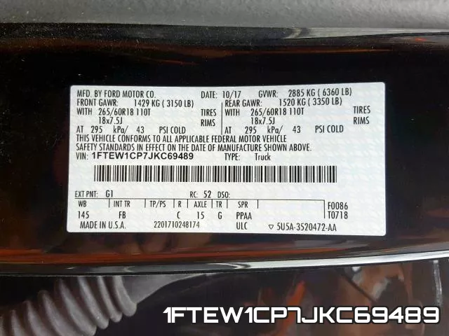 1FTEW1CP7JKC69489 фото 2