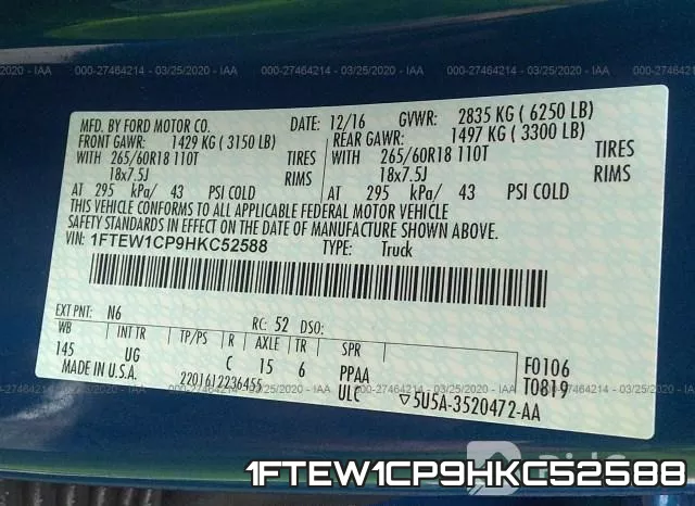 1FTEW1CP9HKC52588 фото 10