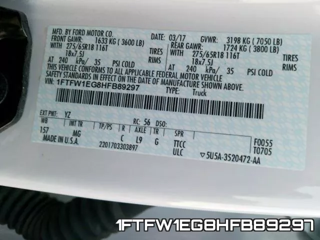 1FTFW1EG8HFB89297 фото 2
