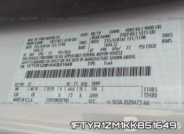 1FTYR1ZM1KKB51649 фото 10