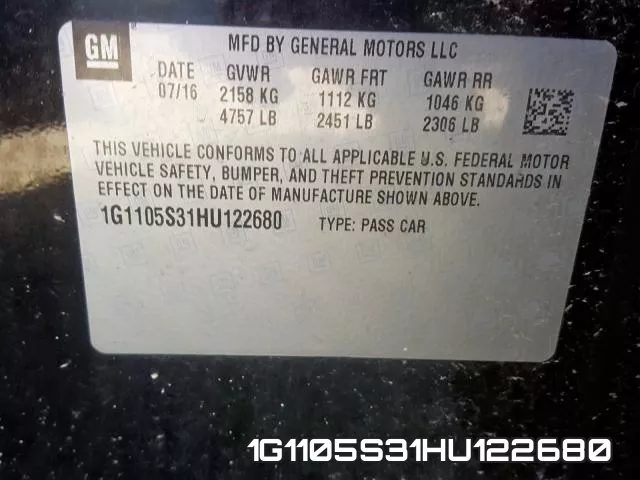 1G1105S31HU122680 фото 2