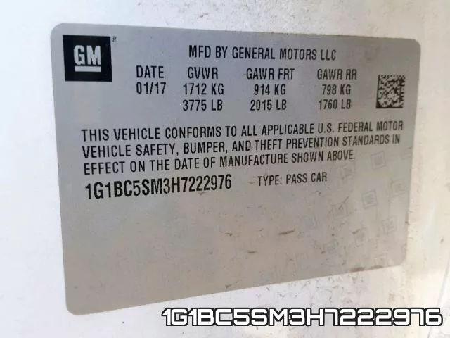 1G1BC5SM3H7222976 фото 2