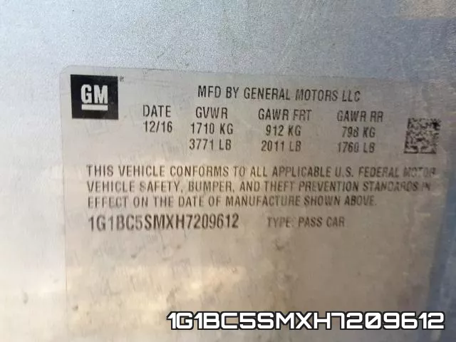 1G1BC5SMXH7209612 фото 2