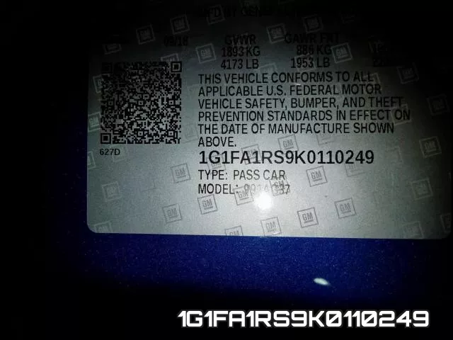 1G1FA1RS9K0110249 фото 2