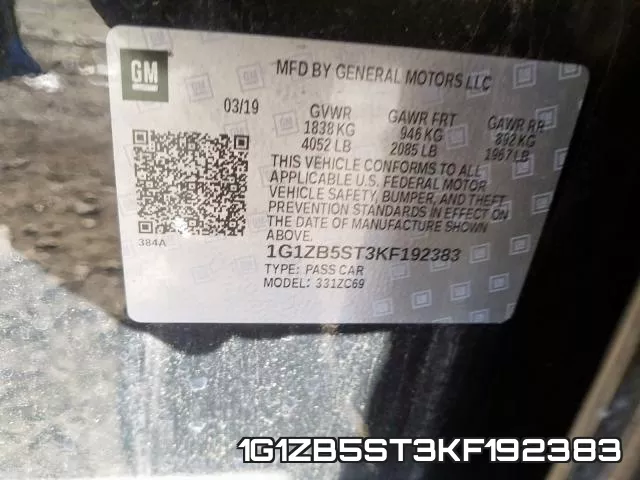 1G1ZB5ST3KF192383 фото 2