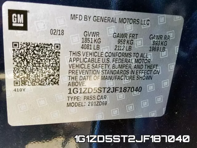 1G1ZD5ST2JF187040 фото 2
