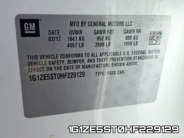 1G1ZE5ST0HF229129 фото 2