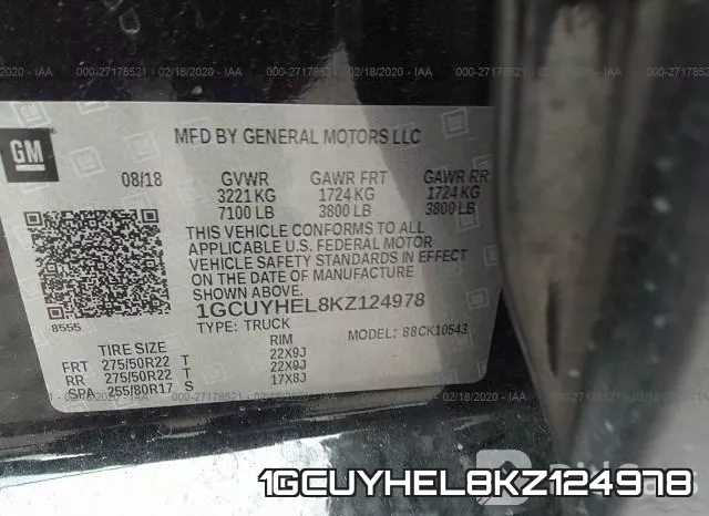 1GCUYHEL8KZ124978 фото 10