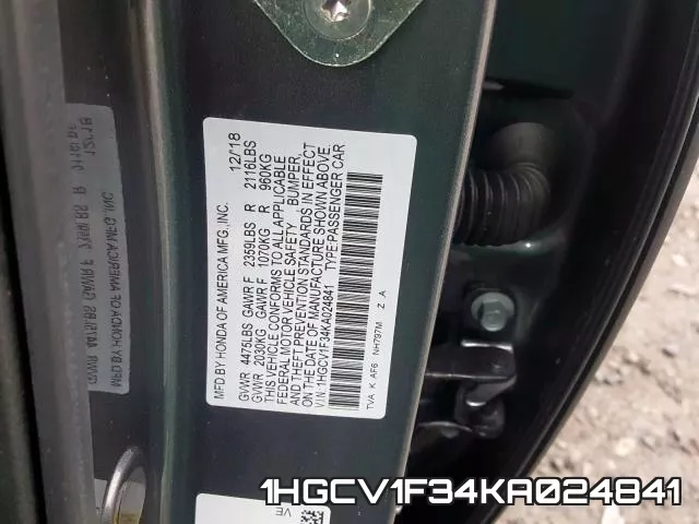 1HGCV1F34KA024841 фото 2