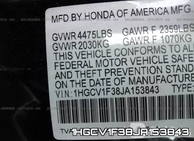 1HGCV1F38JA153843 фото 10