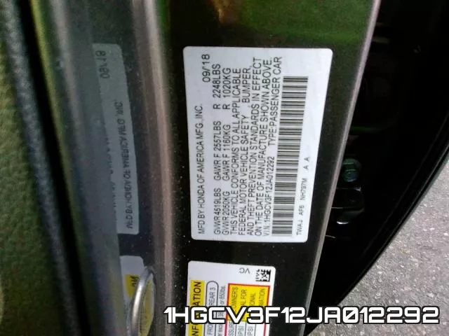 1HGCV3F12JA012292 фото 2