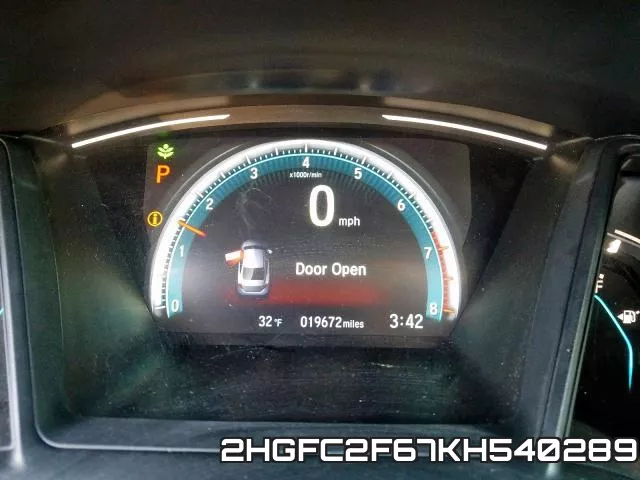 2HGFC2F67KH540289 фото 9