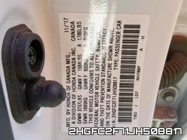 2HGFC2F71JH508817 фото 2