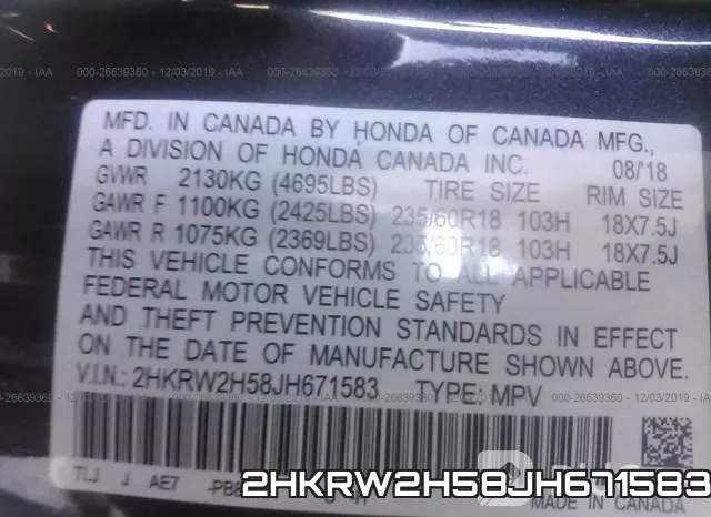 2HKRW2H58JH671583 фото 10