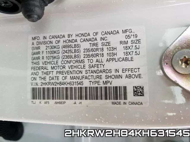 2HKRW2H84KH631545 фото 2