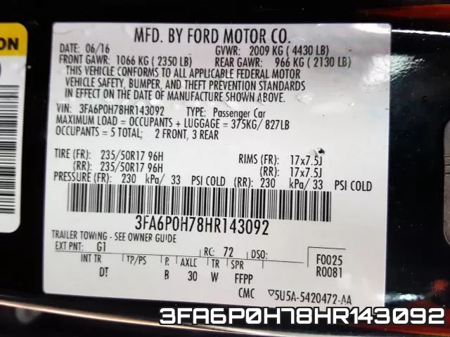 3FA6P0H78HR143092 фото 2