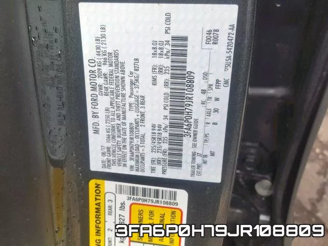 3FA6P0H79JR108809 фото 2