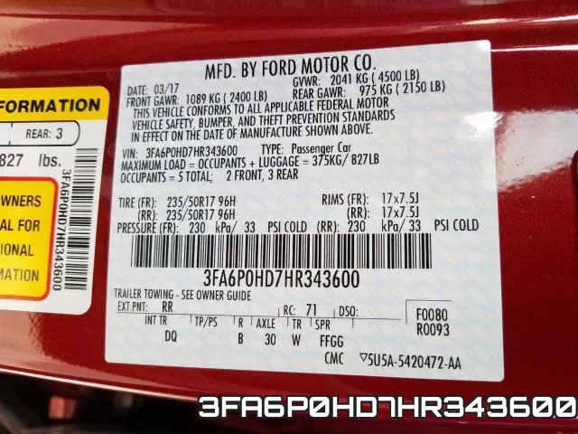 3FA6P0HD7HR343600 фото 2