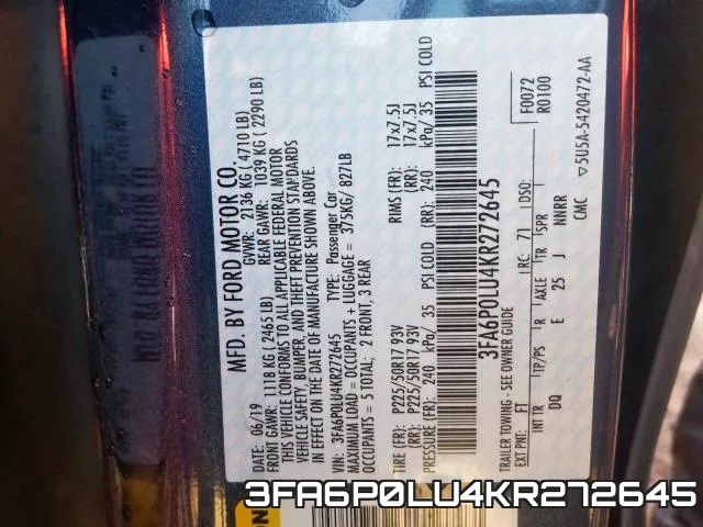 3FA6P0LU4KR272645 фото 2