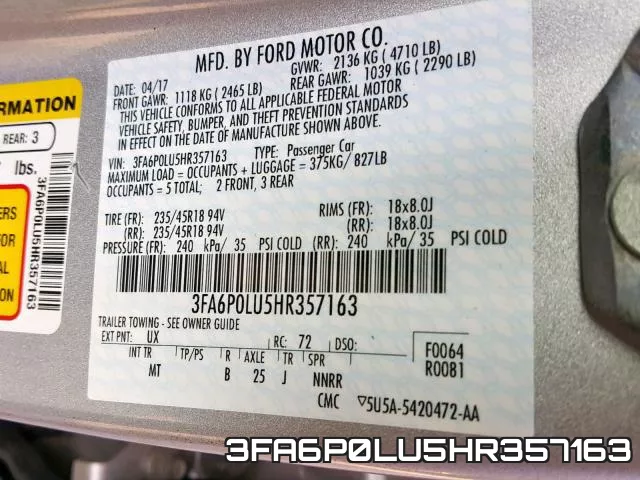 3FA6P0LU5HR357163 фото 2