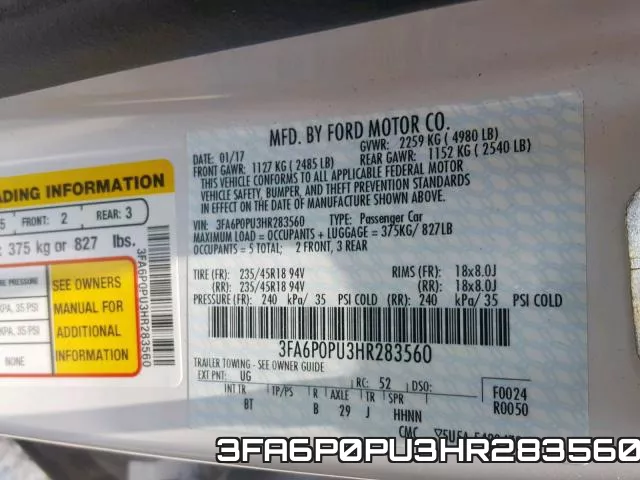 3FA6P0PU3HR283560 фото 2