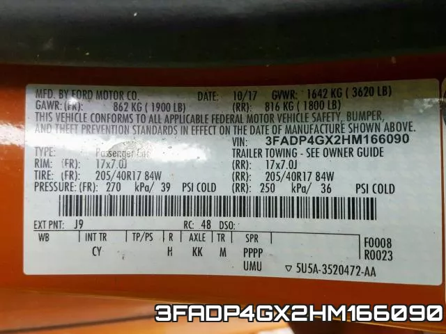 3FADP4GX2HM166090 фото 2
