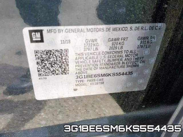 3G1BE6SM6KS554435 фото 2