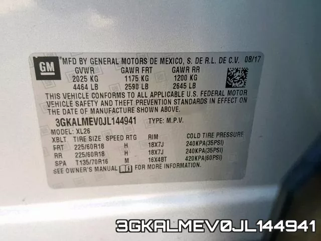 3GKALMEV0JL144941 фото 2