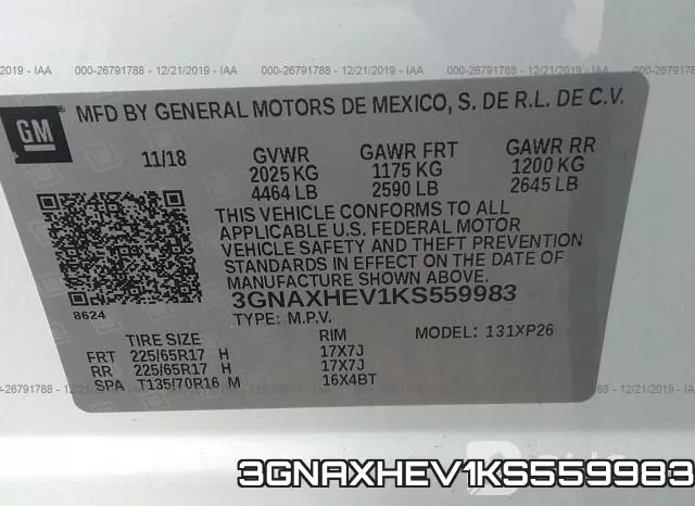3GNAXHEV1KS559983 фото 10