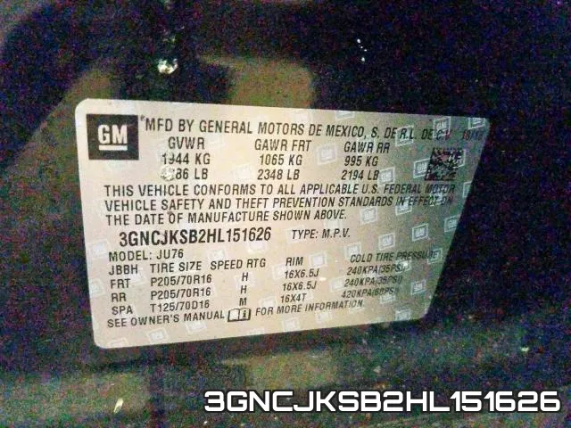 3GNCJKSB2HL151626 фото 2