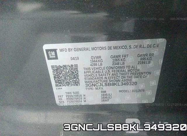 3GNCJLSB8KL349320 фото 10