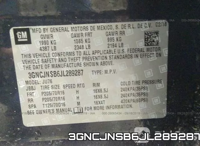 3GNCJNSB6JL289287 фото 10