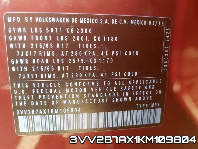 3VV2B7AX1KM109804 фото 2