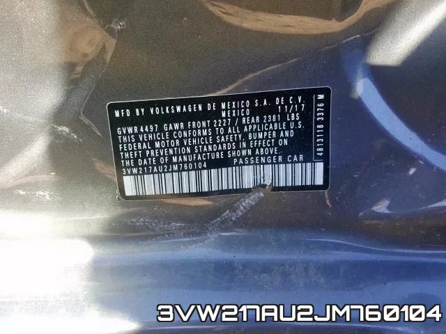 3VW217AU2JM760104 фото 2