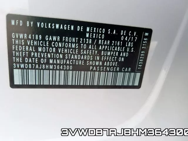 3VWDB7AJ8HM364300 фото 2
