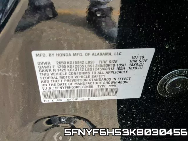 5FNYF6H53KB030456 фото 2