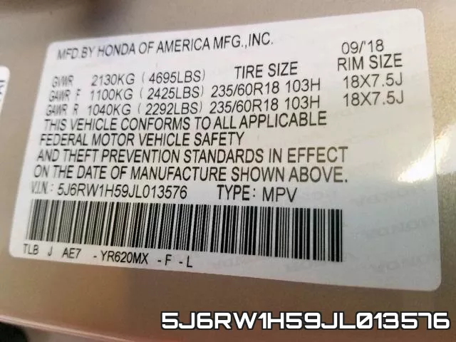 5J6RW1H59JL013576 фото 2