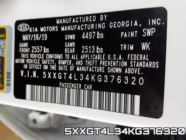 5XXGT4L34KG376320 фото 2