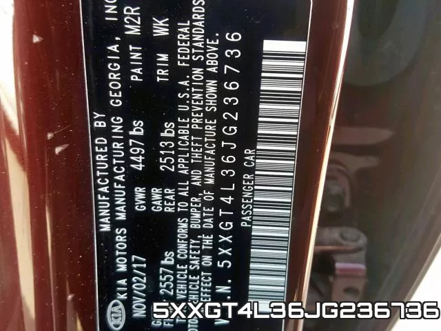 5XXGT4L36JG236736 фото 2