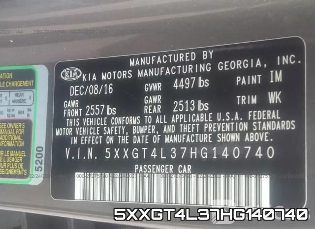5XXGT4L37HG140740 фото 10