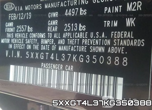 5XXGT4L37KG350388 фото 10