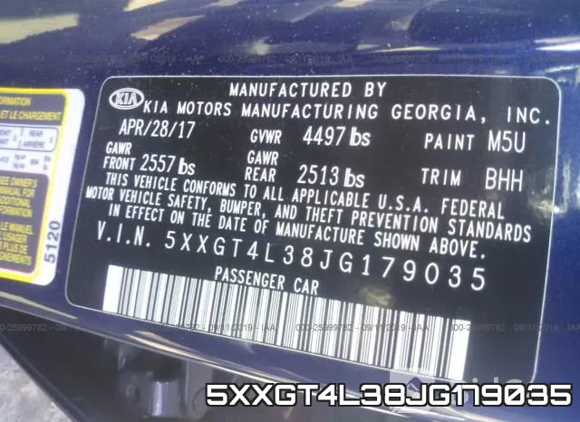 5XXGT4L38JG179035 фото 10
