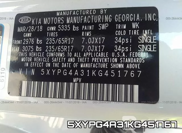 5XYPG4A31KG451767 фото 10