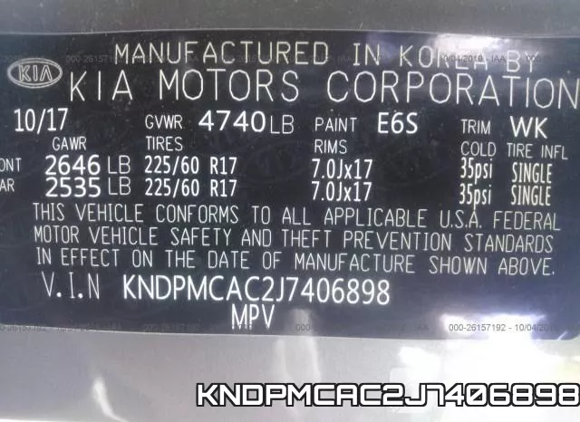 KNDPMCAC2J7406898 фото 10